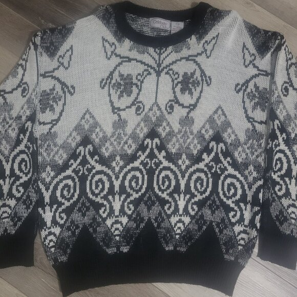 Vintage Celebrity Club Sweater Baroque Floral Knit Size XL Unisex - Picture 2 of 4